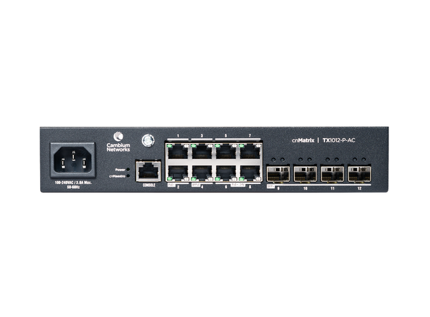 Cambium cnMatrix TX1012-P-AC 8xGbE, 4xSFP+, 802.11at/bt+24V+48V, 90W