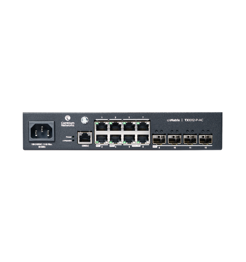 Cambium cnMatrix TX1012-P-AC 8xGbE, 4xSFP+, 802.11at/bt+24V+48V, 90W