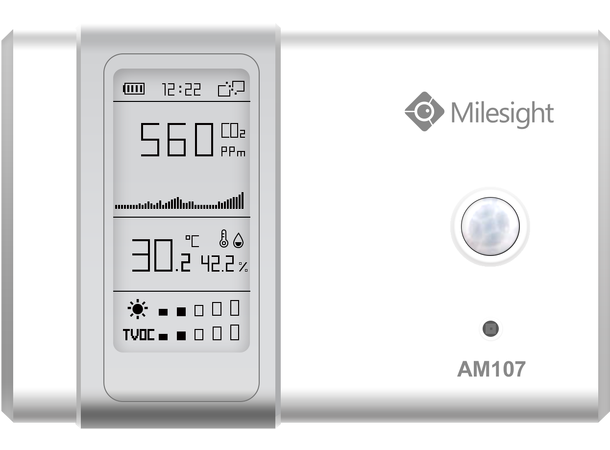 Milesight AM107 - Miljøsensor m/display LoRaWAN-sensor for Smarte Bygg