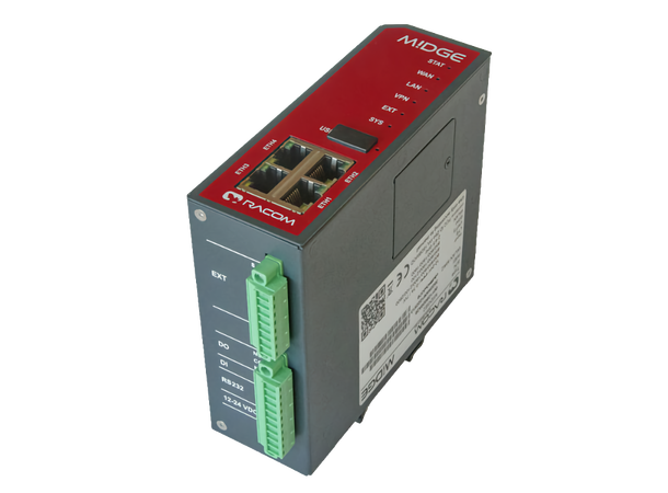 Racom MIDGE2 - LTE 4G-router 4xETH, 1xRS232, 1xDI/O, Dual SIM, USB 