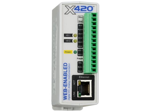 CBW X-420-E IOmodul Eth  2 rele 1wire 4Ain PoE 
