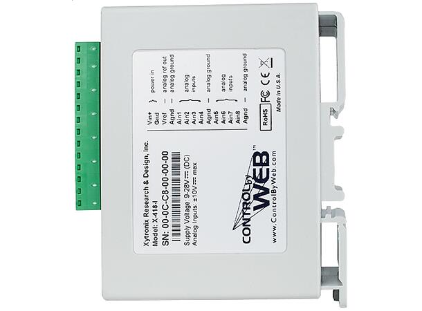 Xytronix  X-418-E IOmodul Eth  8Ain  4stk 20mA 4stk  DCV