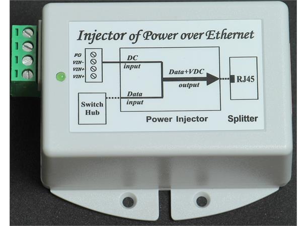 MIT-69G-1224BNRN - Passiv PoE-injektor 9-36VDC input / 24VDC output (+7/8,-4/5)