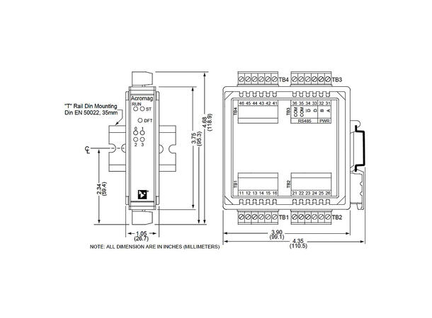 Acromag 914MB-0900 - I/O-modul 4stk VDC-innganger, RS485, Modbus RTU
