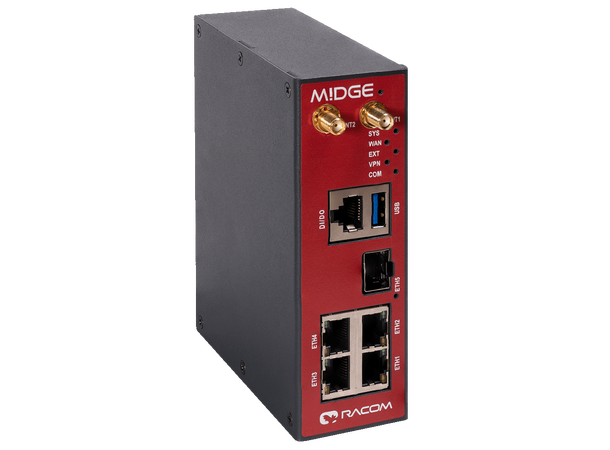 Racom MIDGE3-W-C - Industrial 4G Router 4xGbE, 1xSFP, 3xRS232/485, 3xDI/O 